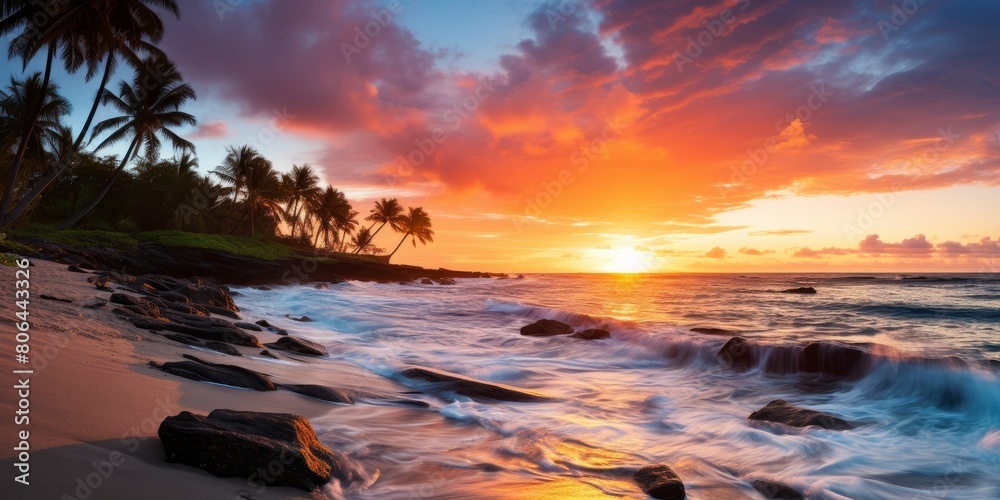 Obraz premium Breathtaking tropical sunset over the ocean