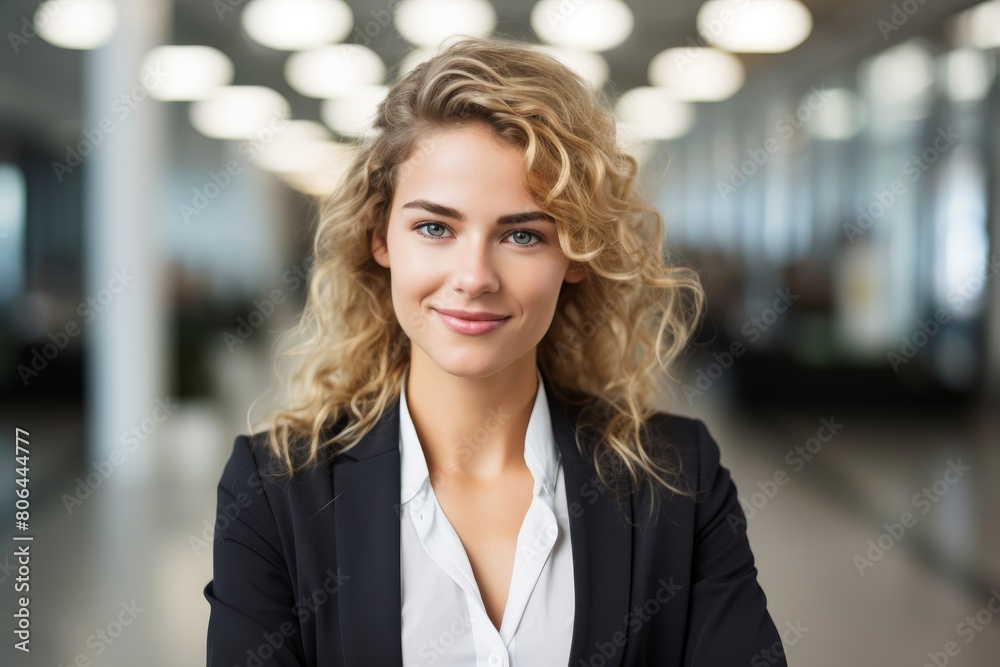 confident businesswoman with curly blonde hair confident businesswoman with curly blonde hair