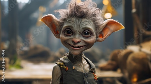 Whimsical fantasy creature with big ears and a mischievous smile