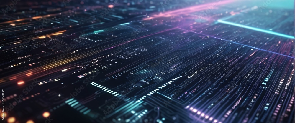 Obraz premium An abstract digital background with binary code and AI algorithms running in the background