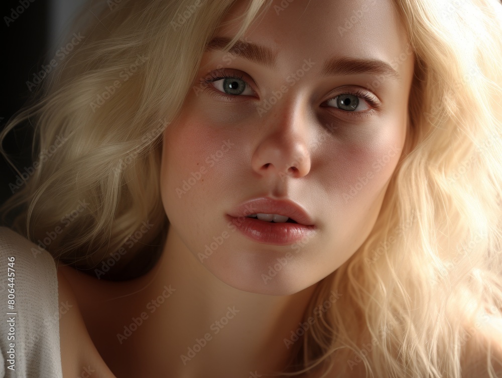 Thoughtful woman with blonde hair Thoughtful woman with blonde hair