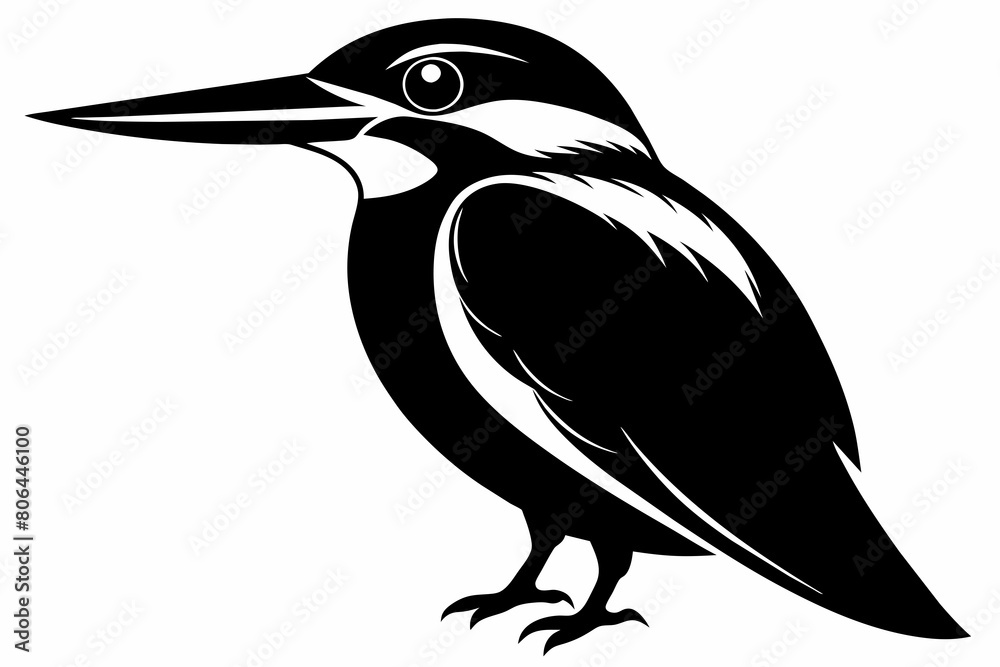 Fototapeta premium kingfisher silhouette on white background, Vector illustration, icon, svg, characters, Holiday t shirt, Hand drawn trendy Vector illustration, eagle silhouette