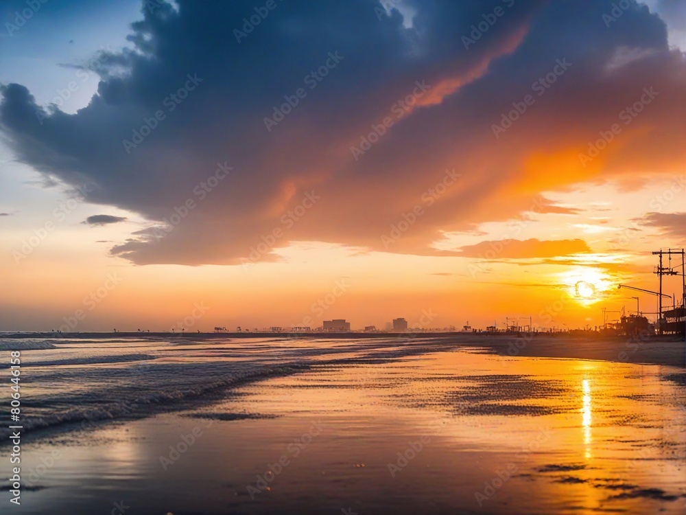 Obraz premium sunset over the river