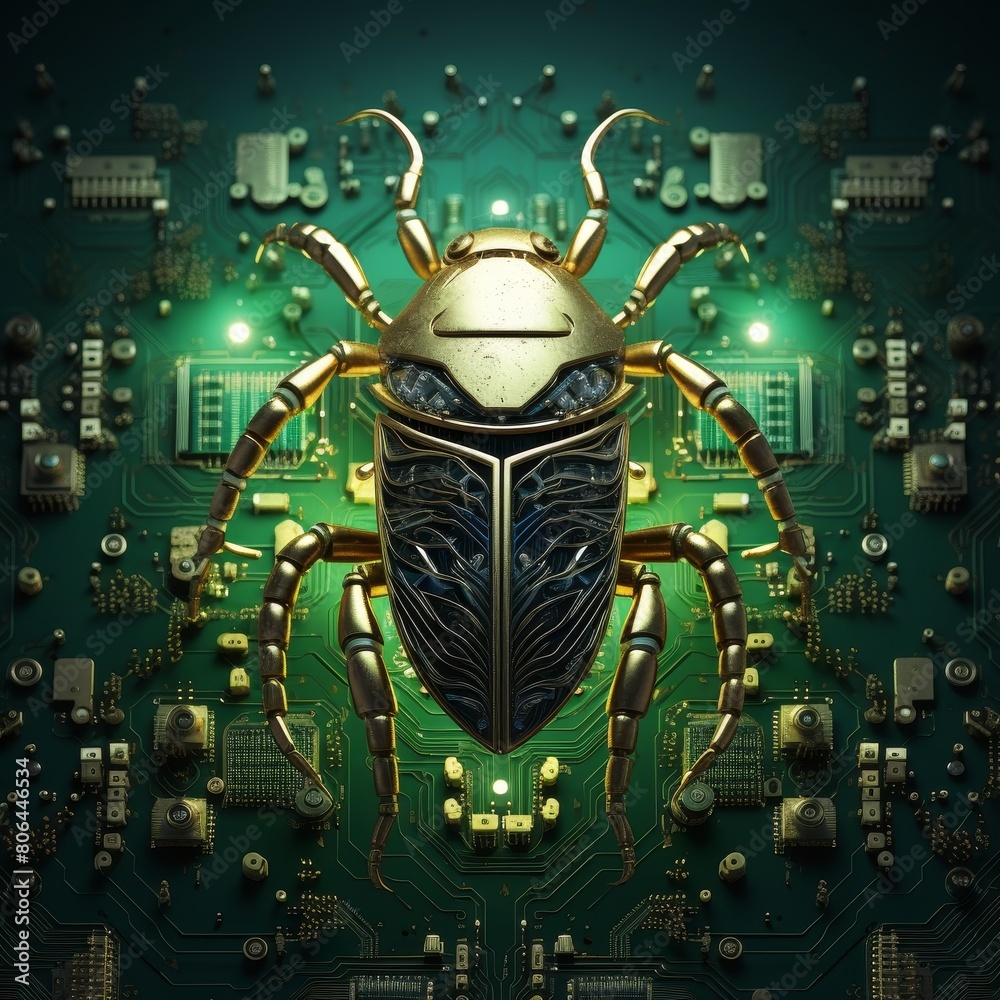 Fototapeta premium Robotic insect on circuit board