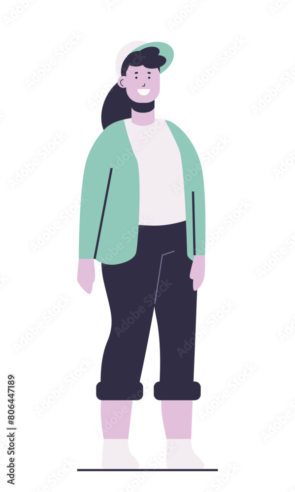 young woman or teen girl posing in casual clothes female cartoon character standing pose full length vertical