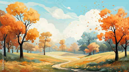 Serene Autumn Countryside with Winding Path