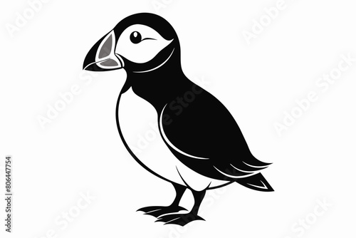 puffin silhouette on white background, Vector illustration, icon, svg, characters, Holiday t shirt, Hand drawn trendy Vector illustration, eagle silhouette