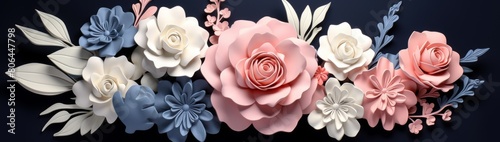 Elegant paper flower arrangement on black background