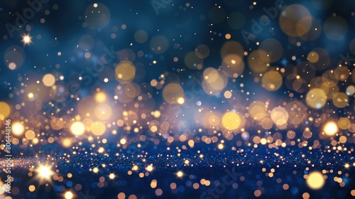 Abstract sparkles dance on a blue backdrop, creating a festive ambiance, Ai Generated.