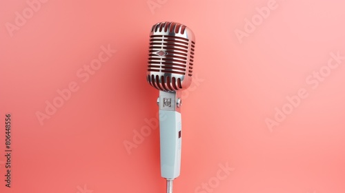 Retro microphone on pink background