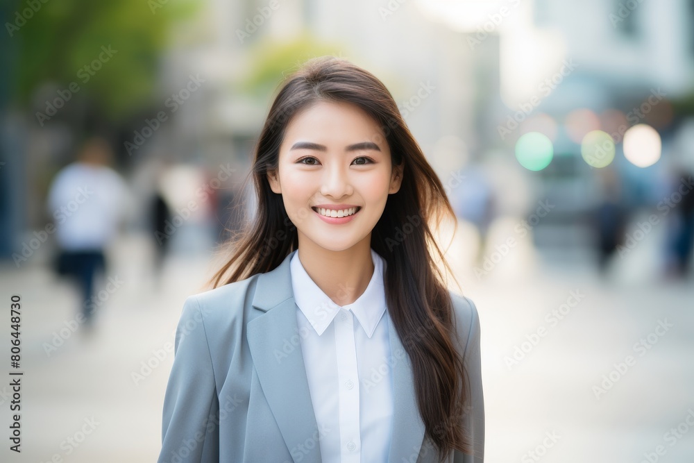 Smiling young asian woman in business attire Smiling young asian woman in business attire