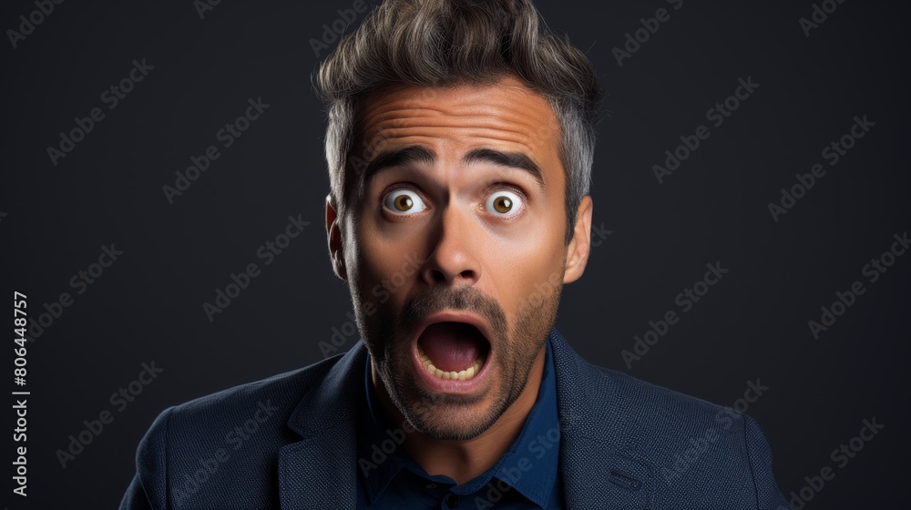 Shocked businessman with wide open eyes Shocked businessman with wide open eyes