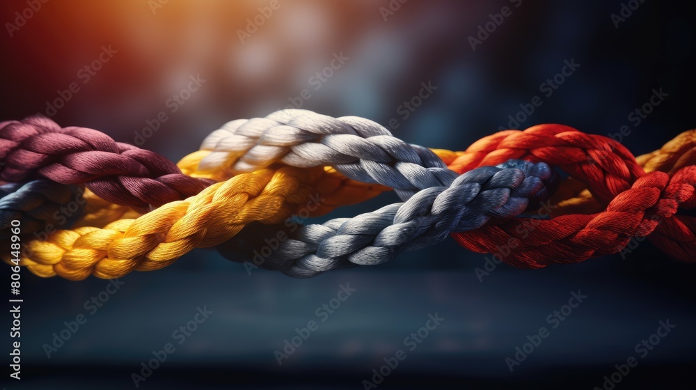 Diverse strengths connect in teamwork, symbolized by a team rope. Ai Generated Diverse strengths connect in teamwork, symbolized by a team rope. Ai Generated