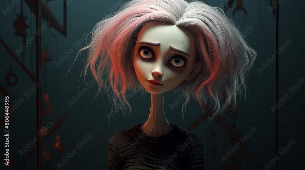 Haunting portrait of a mysterious woman with striking features Haunting portrait of a mysterious woman with striking features