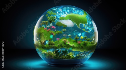 Digital globe showcasing global carbon credit markets, green investments worldwide, Ai Generated © Crazy Juke