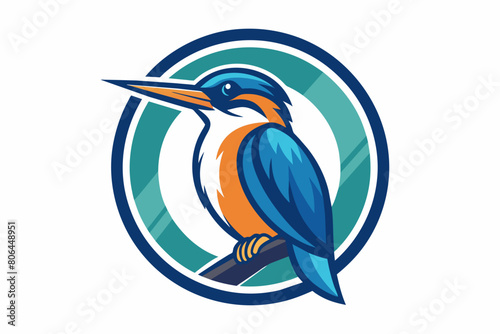 kingfisher Vector illustration, silhouette on white background, icon, svg, characters, Holiday t shirt, Hand drawn trendy Vector illustration, blue bird on a branch