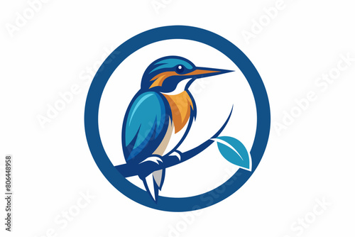 kingfisher Vector illustration  silhouette on white background  icon  svg  characters  Holiday t shirt  Hand drawn trendy Vector illustration  blue bird on a branch