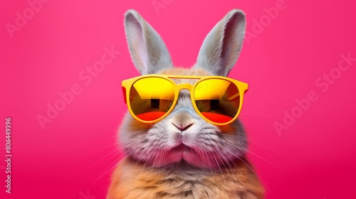 Cute bunny wearing sunglasses