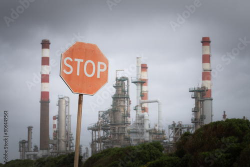 Inactive Refinery in a foggy morning, Portugal.