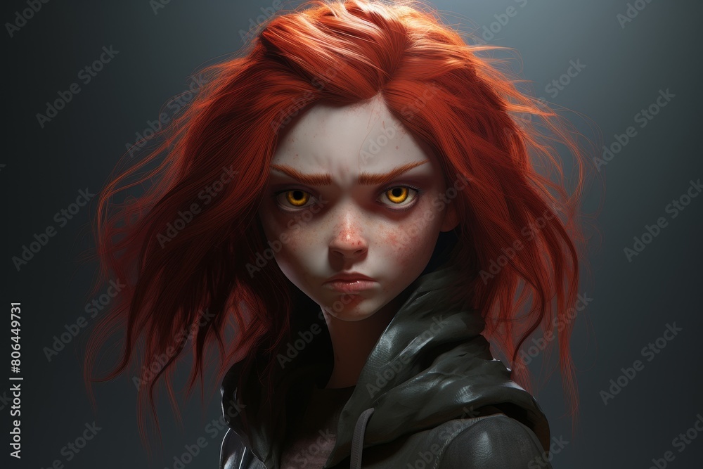 Fototapeta premium Intense redhead woman with piercing eyes
