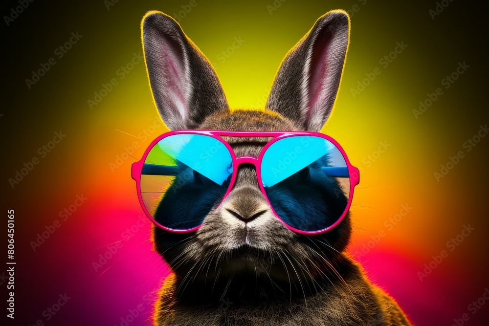 Stylish bunny wearing sunglasses