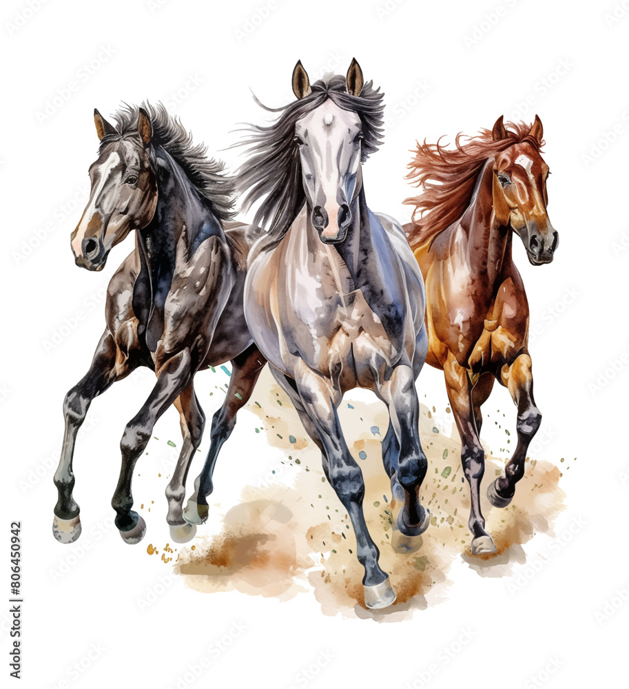 horse run watercolor digital painting good quality