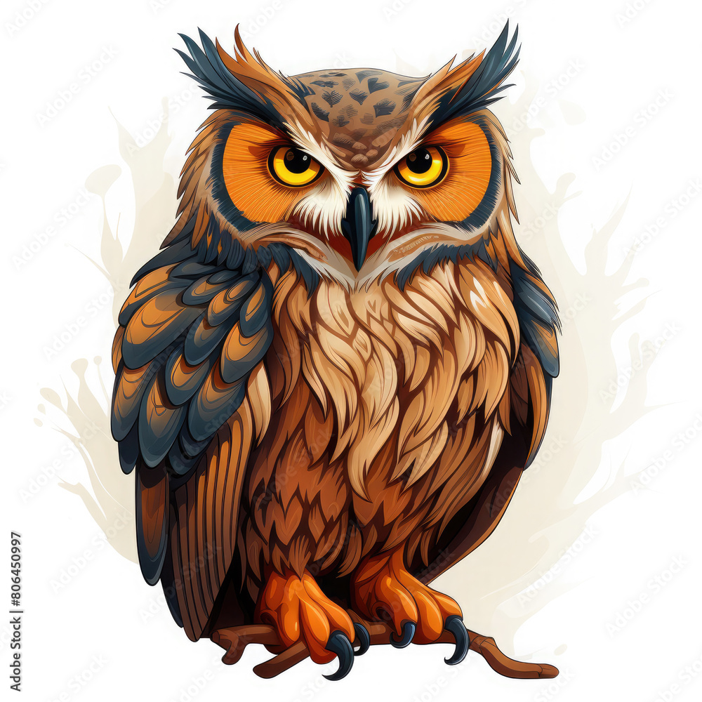 Obraz premium Watercolor Orion owl, clipart Illustration, Generative Ai