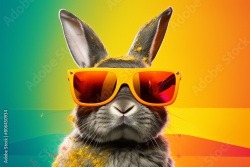 Funny rabbit wearing sunglasses