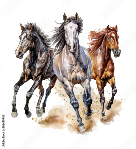 horse run watercolor digital painting good quality