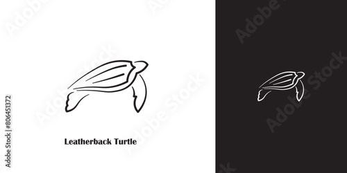 Leatherback turtle logo with minimalistic design,