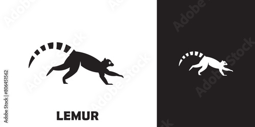 Lemur silhouette logo in black. Cute lemur, Lemur silhouette logo.