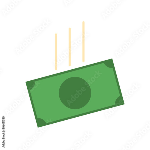 Falling Money Icon. Green Currency Vector. Financial Success Concept. Investment Revenue Illustration.