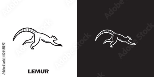 Lemur silhouette logo in black. Cute lemur, Lemur silhouette logo. photo