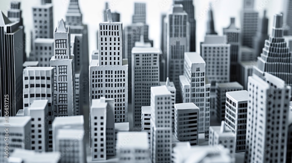 Cityscape of skyscrapers and living houses made of paper, Unique paper art urban landscape. Ai Generated