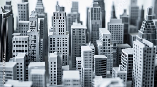 Cityscape of skyscrapers and living houses made of paper  Unique paper art urban landscape. Ai Generated
