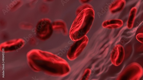 Macro shot captures red blood cells flowing through an artery. Ai Generated