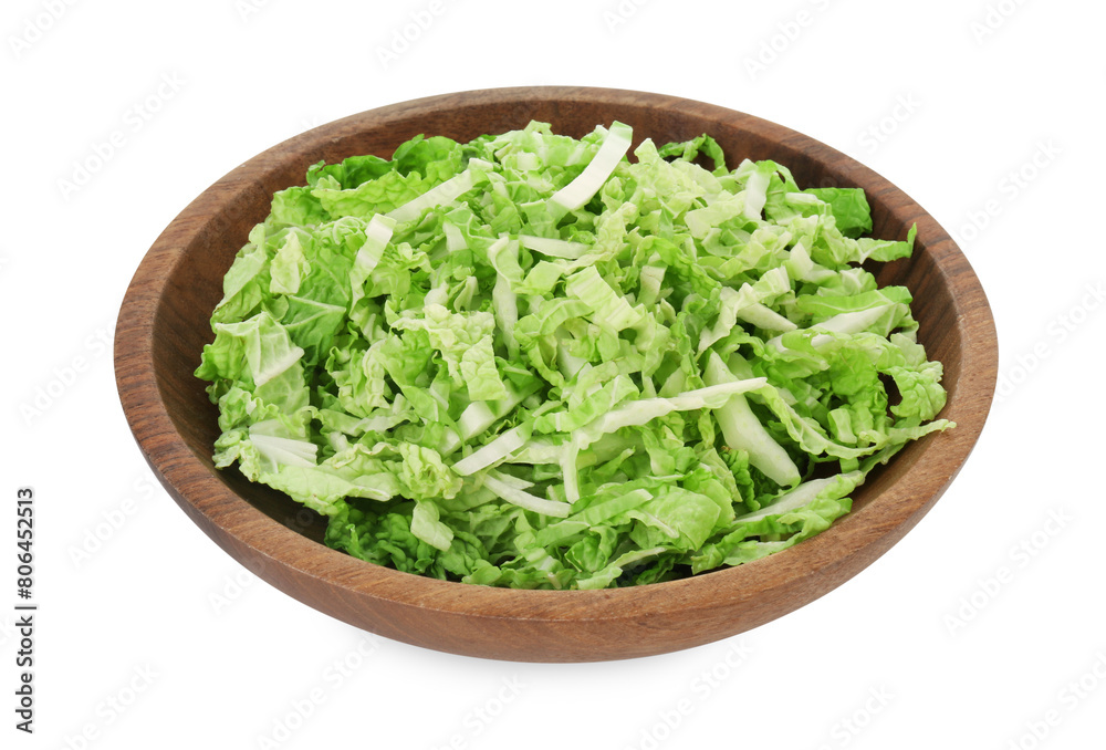 Shredded fresh Chinese cabbage in bowl isolated on white Shredded fresh Chinese cabbage in bowl isolated on white