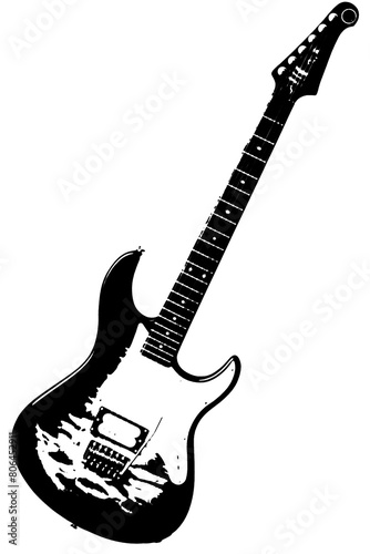 silhouette guitar stringed musical instrument orchestra jazz play music vector image