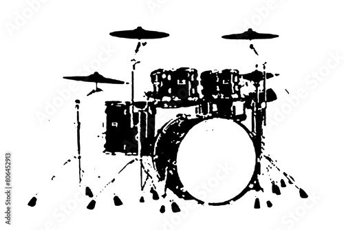 silhouette drums percussion musical instrument orchestra jazz rock play music vector image