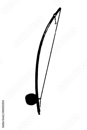 silhouette berimbau string and percussion musical instrument playing capoeira music vector image