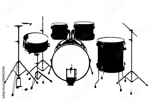 silhouette drums percussion musical instrument orchestra jazz rock play music vector image
