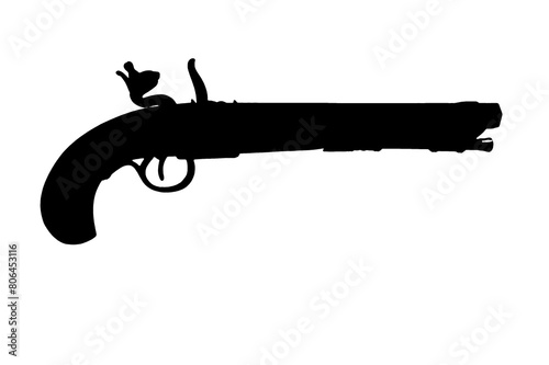 ancient silhouette firearm gunpowder pistol vector image