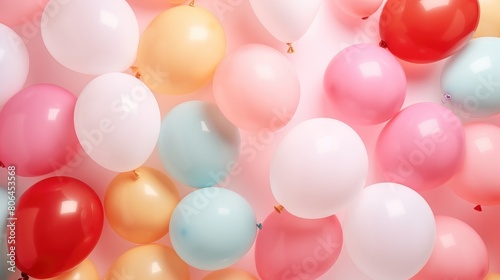 Birthday party background featuring a border of vibrant balloons, Setting the scene for a festive celebration. Ai Generated