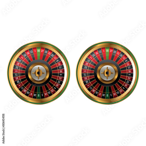 American roulette wheel online casino, vector illustration