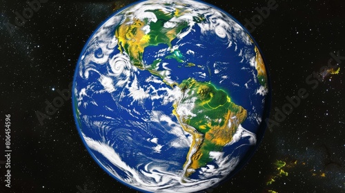 View of the American continent from outer space  surrounded by the awe-inspiring atmosphere. Ai Generated