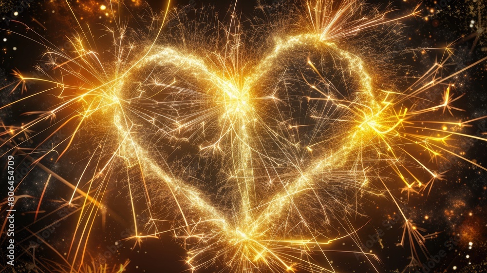 Heart-shaped sparkling fireworks illuminate the sky, A dazzling display of love and romance. Ai Generated Heart-shaped sparkling fireworks illuminate the sky, A dazzling display of love and romance. Ai Generated