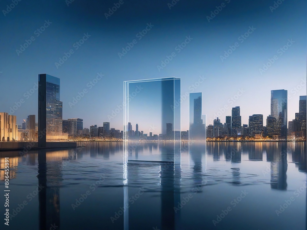 Naklejka premium city skyline at night
