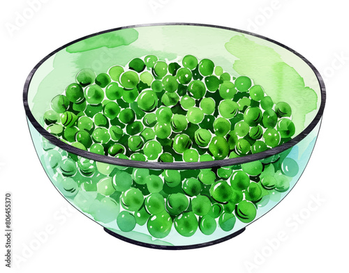 pea bowl watercolor digital painting good quality