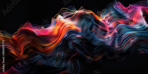 Colorful abstract 3D rendering of a fluid shape with vibrant colors. AIG51A. photo