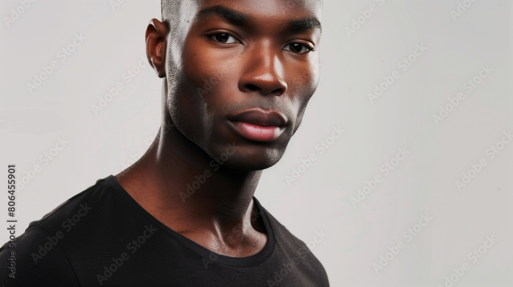 photo of a black man in a black t-shirt photo of a black man in a black t-shirt